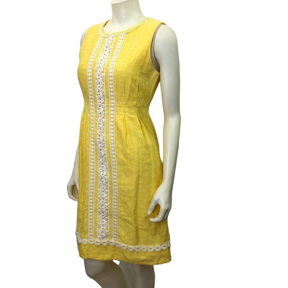 BANANA REPUBLIC YELLOW DRESS  WITH LACE EMBROIDERY SIZE‎ 6